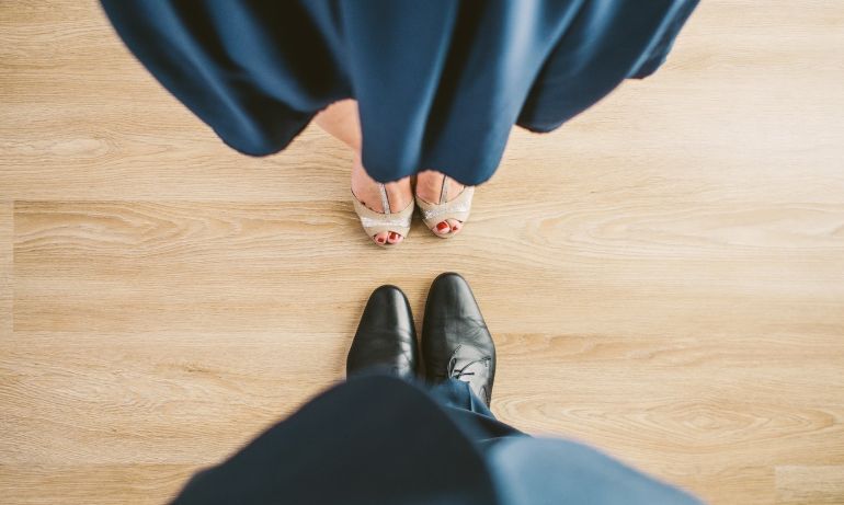 Suit Couple Blue Shoes